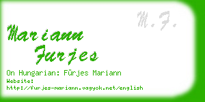 mariann furjes business card
