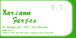 mariann furjes business card